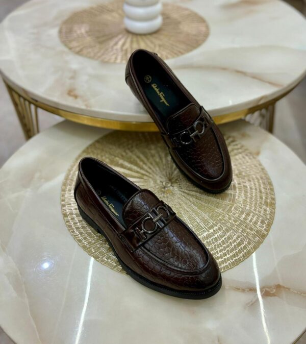 SALVATORE FERRAGAMO Croco Buckle Mocassins For Men.