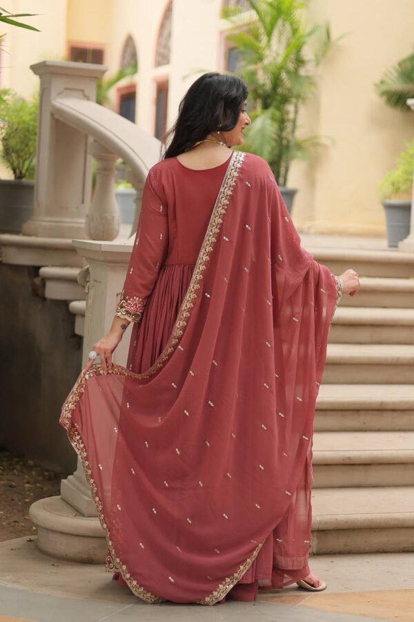 Ready Made Faux Georgette And Sequins Embroidered Work Kurti, Sharara With Dupatta. - Image 11