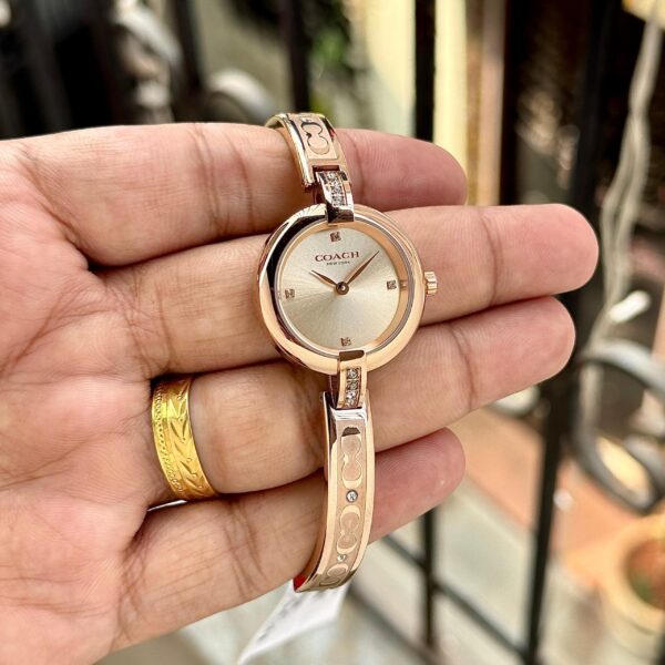 Coach Chrystie Rose Gold Tone Stainless Steel Crystal Accents Quartz For Women. - Image 5