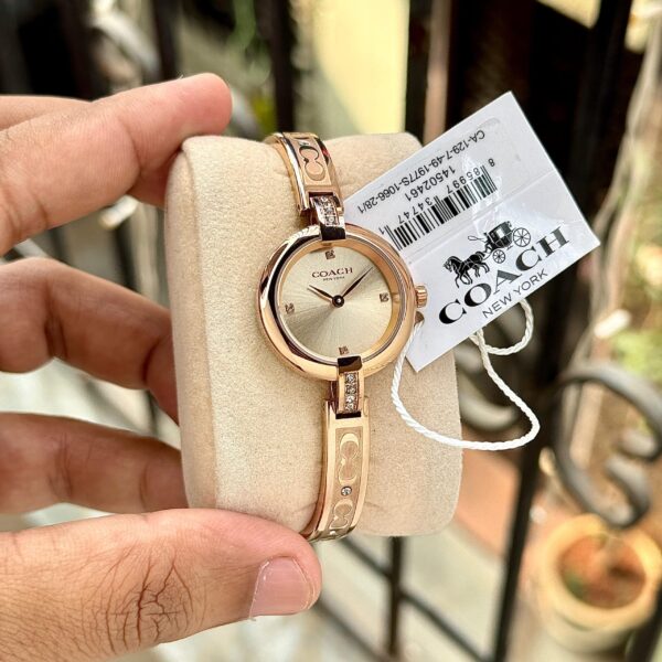 Coach Chrystie Rose Gold Tone Stainless Steel Crystal Accents Quartz For Women. - Image 4