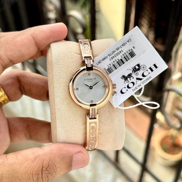 Coach Chrystie Rose Gold Tone Stainless Steel Crystal Accents Quartz For Women. - Image 3