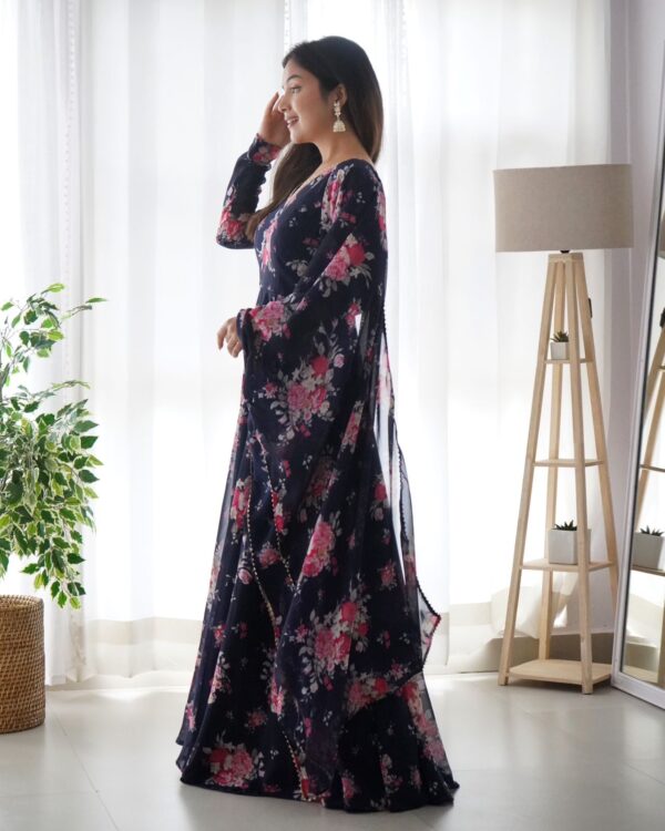 Soft Georgette Anarkali Fully Flair Gown Duppta Set Ready To Wear Fully Sttiched - Image 2