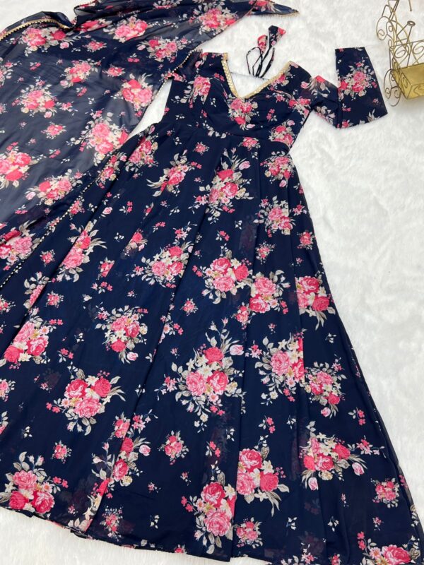 Soft Georgette Anarkali Fully Flair Gown Duppta Set Ready To Wear Fully Sttiched - Image 10