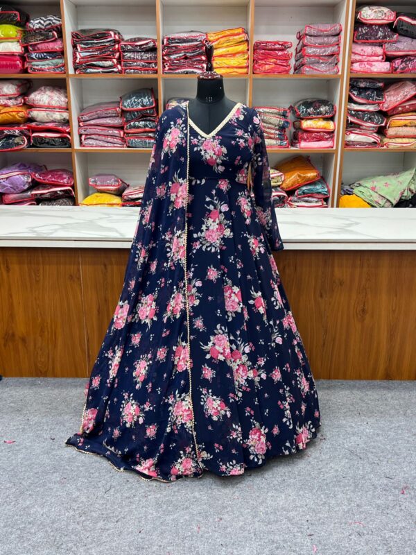 Soft Georgette Anarkali Fully Flair Gown Duppta Set Ready To Wear Fully Sttiched - Image 11