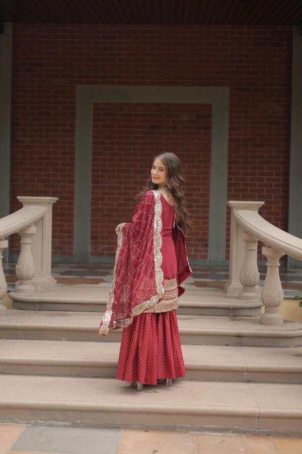 Ready made Sharara Suit with Sequins & thread Embroidered work. - Image 6