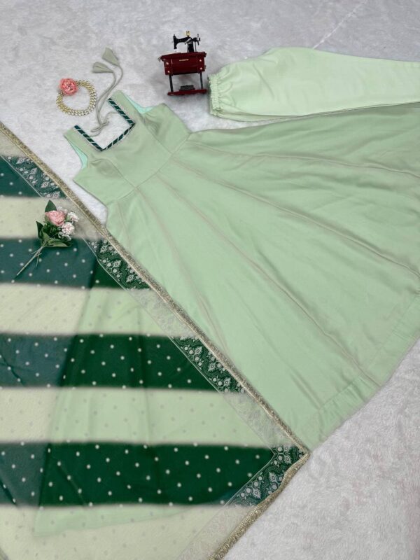 Trendy Fancy Lace Work Gown with Dupatta. - Image 2
