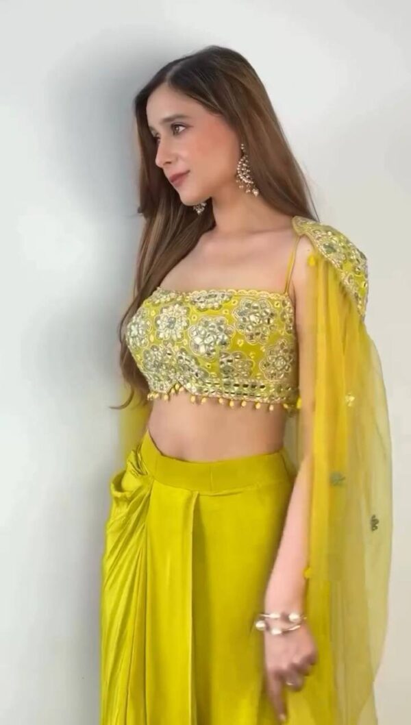 Ready to wear Indo western dhoti style with Shrug. - Image 3