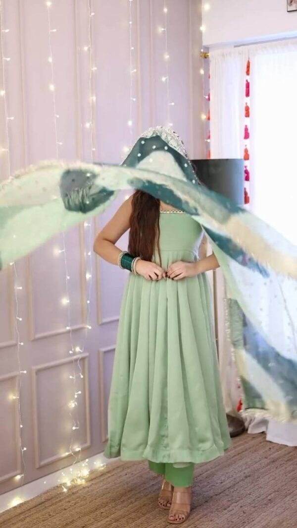 Trendy Fancy Lace Work Gown with Dupatta. - Image 6