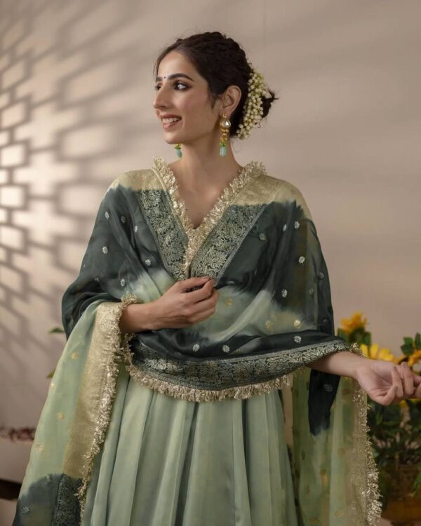 Trendy Fancy Lace Work Gown with Dupatta. - Image 4