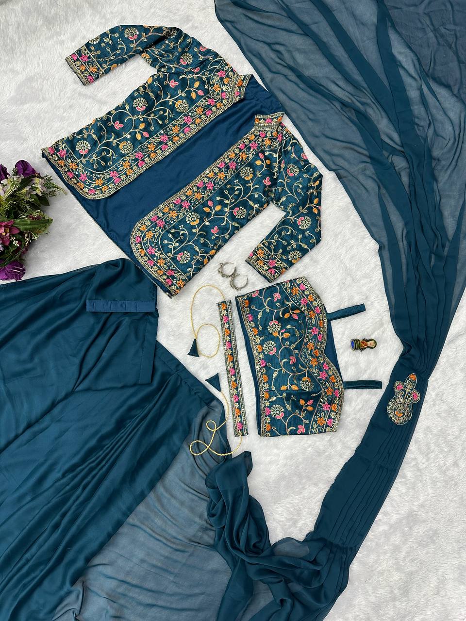 Trending Indo-western Ready To Wear Saree. - Image 3