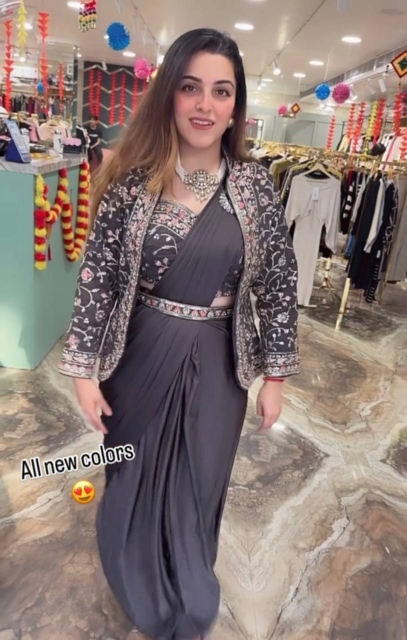 Trending Indo-western Ready To Wear Saree. - Image 4