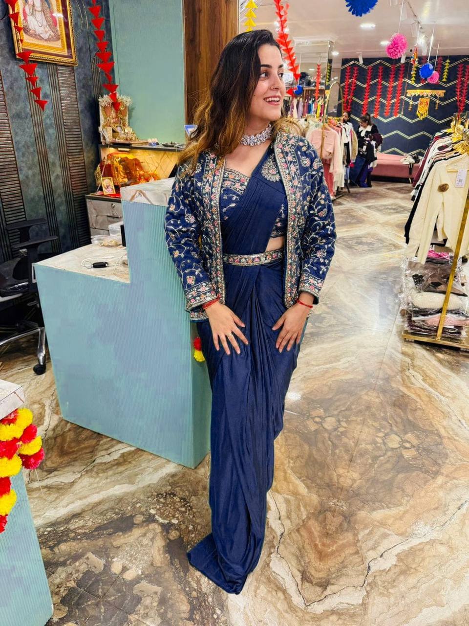 Trending Indo-western Ready To Wear Saree. - Image 8