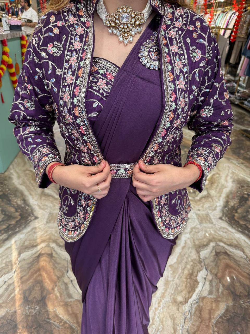 Trending Indo-western Ready To Wear Saree. - Image 6