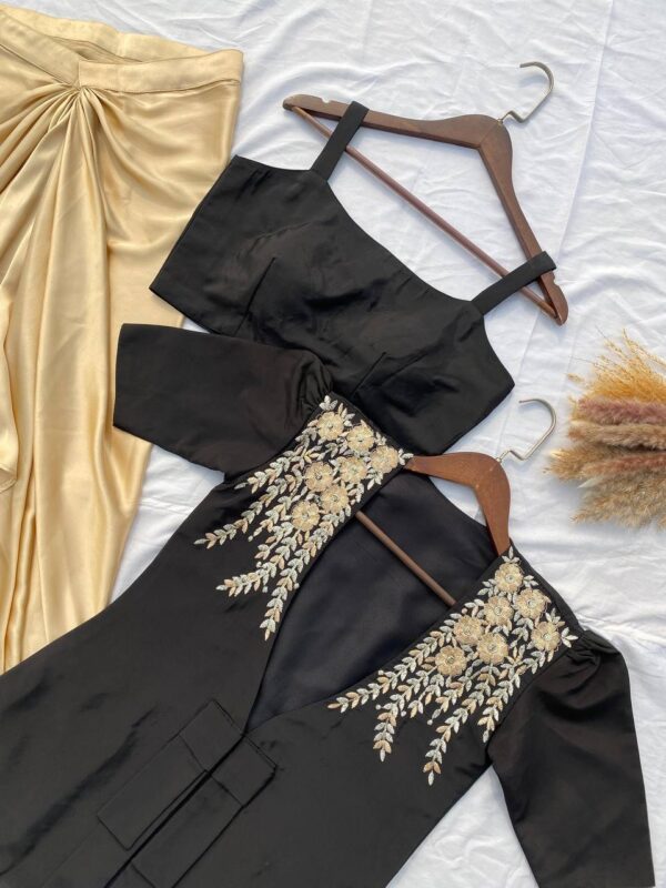 Party Wear Ready made French Crape and Japan Satin Blouse Dhoti & Blazer.     - Image 2