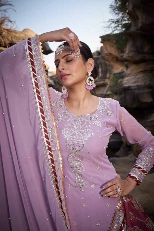 Ready made Sharara Suit with Dupatta with Sequence work. - Image 7