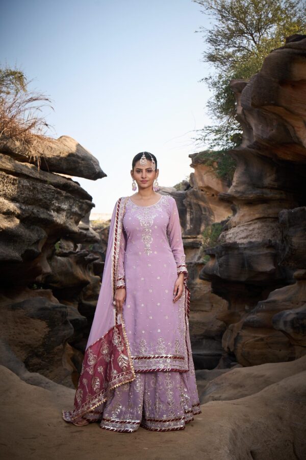 Ready made Sharara Suit with Dupatta with Sequence work. - Image 8