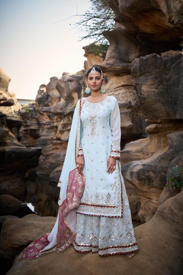 Ready made Sharara Suit with Dupatta with Sequence work. - Image 2