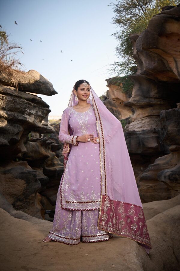 Ready made Sharara Suit with Dupatta with Sequence work. - Image 10