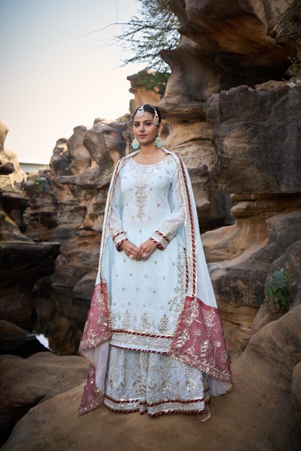 Ready made Sharara Suit with Dupatta with Sequence work. - Image 5