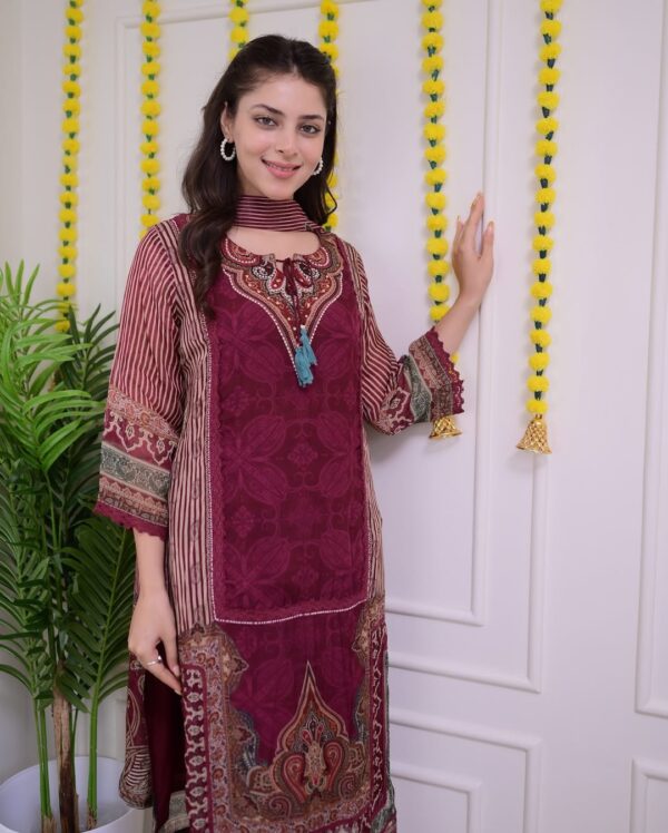Pakistani Ready made Maroon suit For Women - Image 10