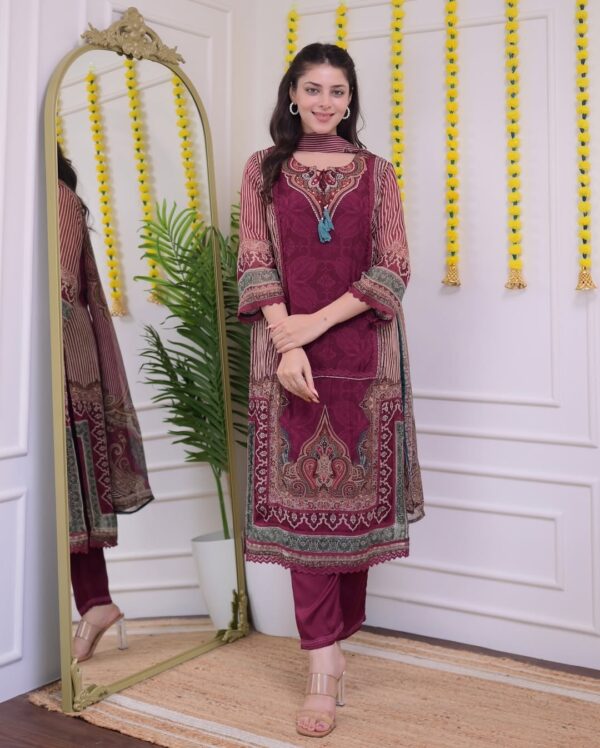 Pakistani Ready made Maroon suit For Women - Image 7