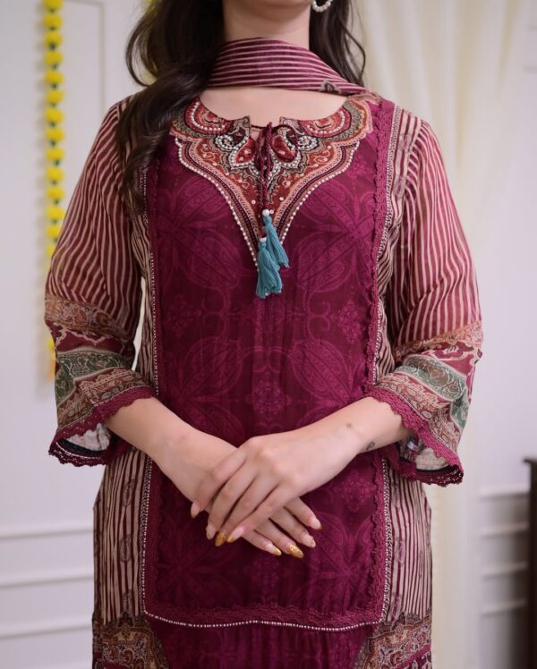 Pakistani Ready made Maroon suit For Women - Image 9