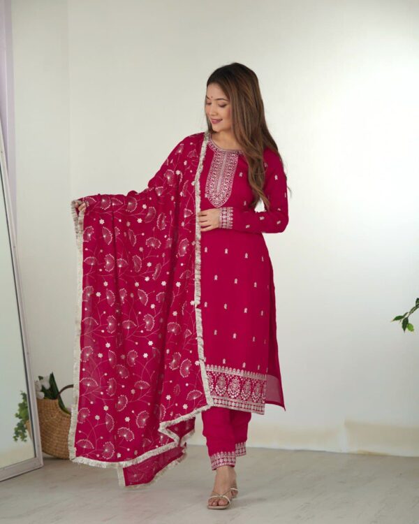 Ready Made Fully Stitched Rangoli Silk and Embroidery Sequence Work Suit.