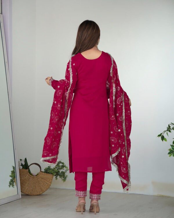 Ready Made Fully Stitched Rangoli Silk and Embroidery Sequence Work Suit. - Image 4