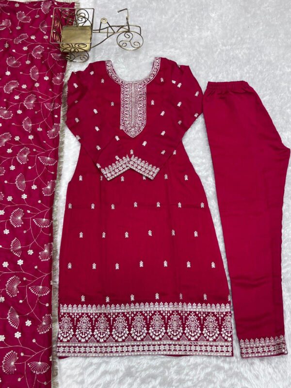 Ready Made Fully Stitched Rangoli Silk and Embroidery Sequence Work Suit. - Image 5