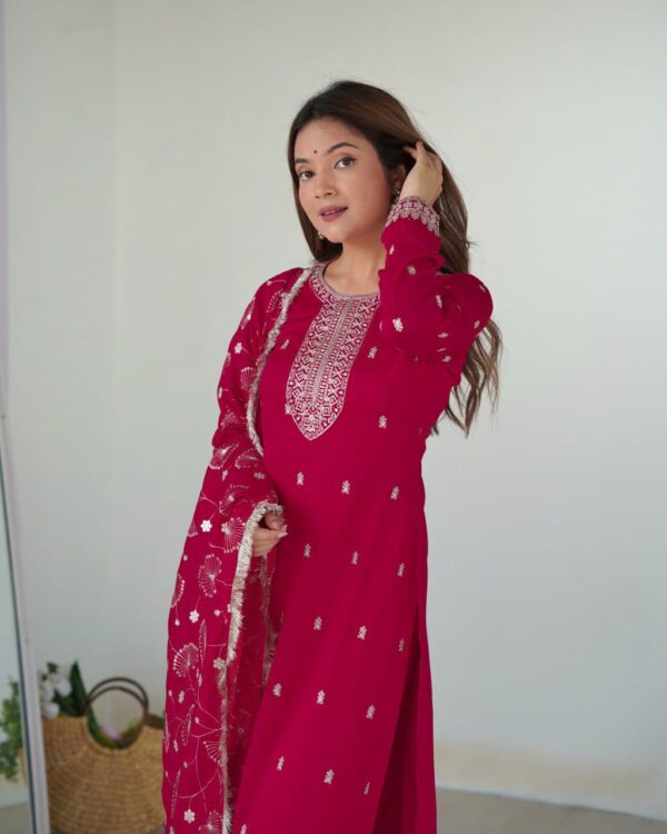 Ready Made Fully Stitched Rangoli Silk and Embroidery Sequence Work Suit. - Image 2