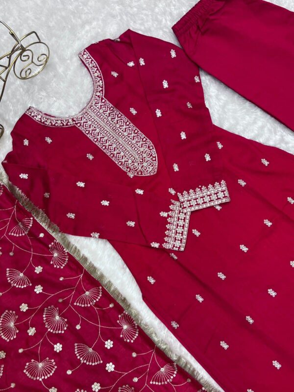 Ready Made Fully Stitched Rangoli Silk and Embroidery Sequence Work Suit. - Image 3