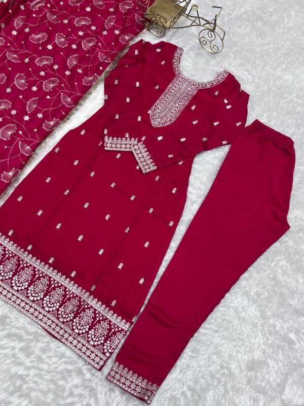 Ready Made Fully Stitched Rangoli Silk and Embroidery Sequence Work Suit. - Image 7
