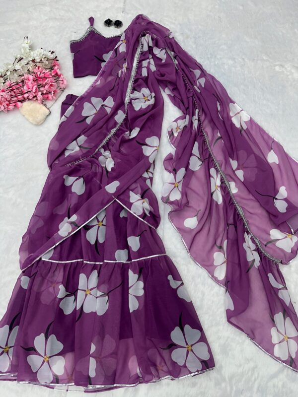 Lehenga Style Newly launched Saree with Fully stitched Blouse. - Image 6