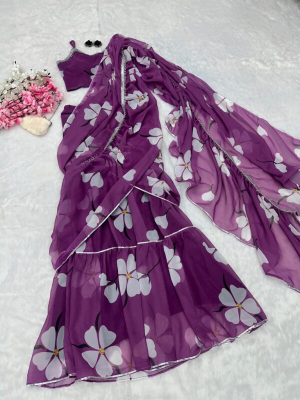 Lehenga Style Newly launched Saree with Fully stitched Blouse. - Image 8