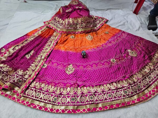 Newly launched heavy Fully stitched satan lehenga set with dupatta. - Image 2