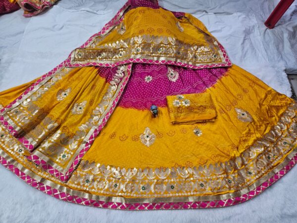 Newly launched heavy Fully stitched satan lehenga set with dupatta. - Image 5
