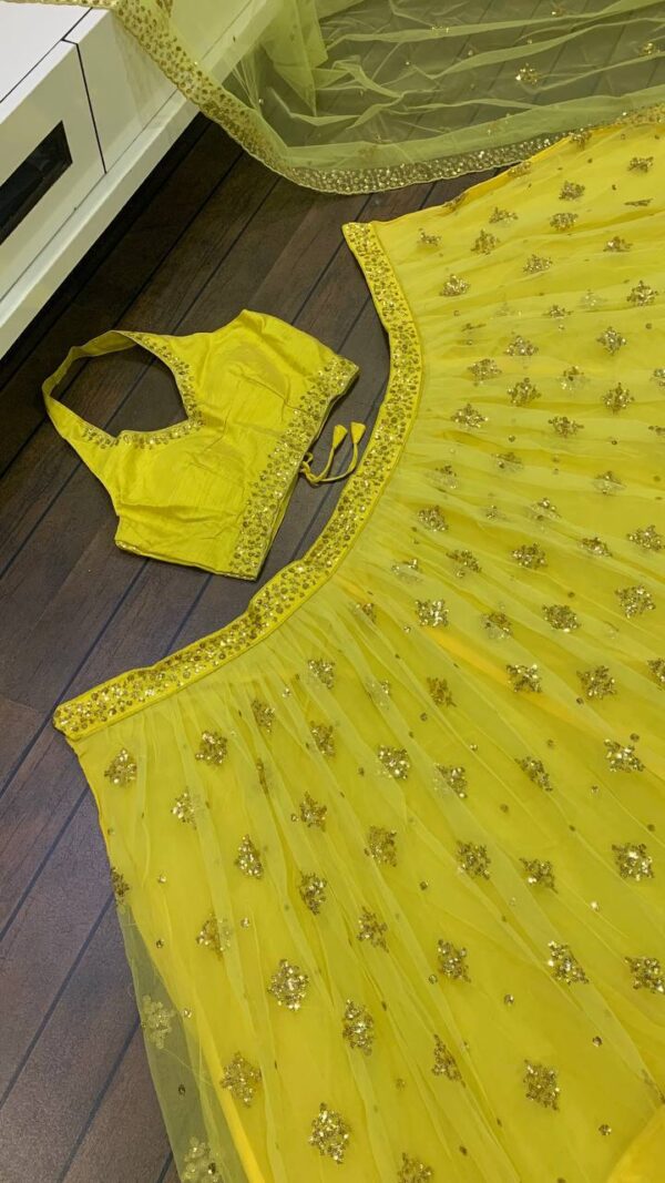 Haldi Special Double layer Net and sequence work Lehenga with Net Dupatta. - Image 4