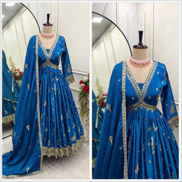 Ready To Wear Fully Stitched Aliya-Cut Gown with Pant and Dupatta. - Image 7