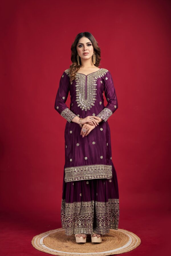 Ready made Fully stitched Heavy Embroidery Sequence Work Top, Plazo And Dupatta. - Image 15