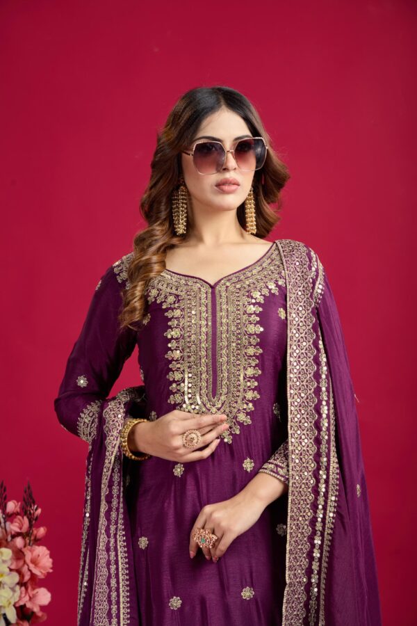 Ready made Fully stitched Heavy Embroidery Sequence Work Top, Plazo And Dupatta. - Image 11