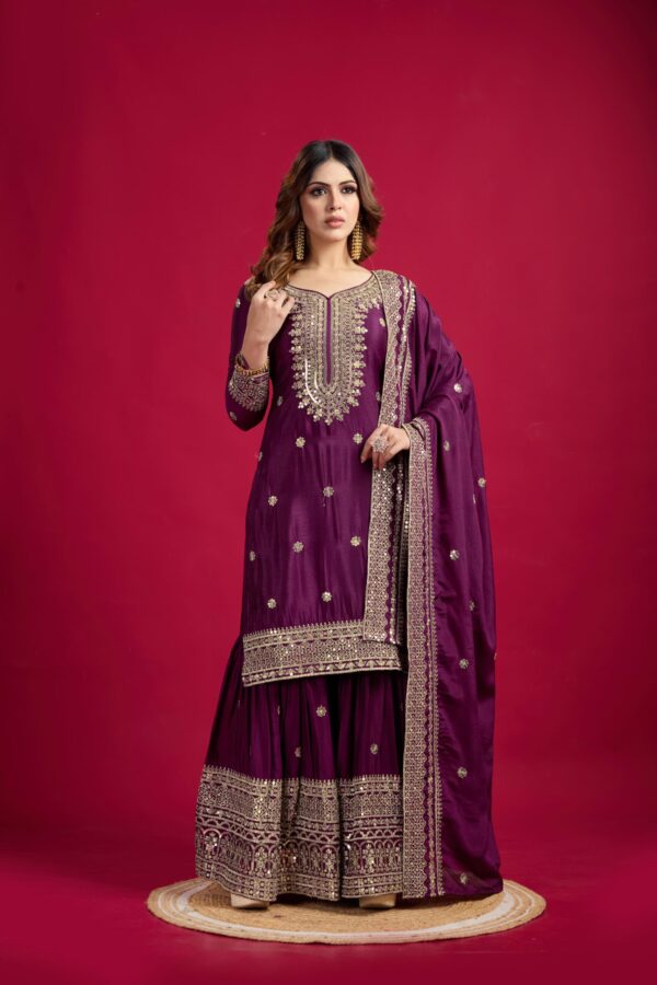 Ready made Fully stitched Heavy Embroidery Sequence Work Top, Plazo And Dupatta. - Image 16