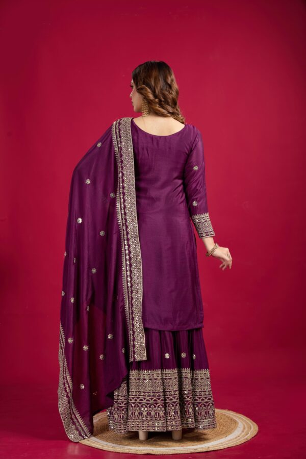 Ready made Fully stitched Heavy Embroidery Sequence Work Top, Plazo And Dupatta. - Image 10