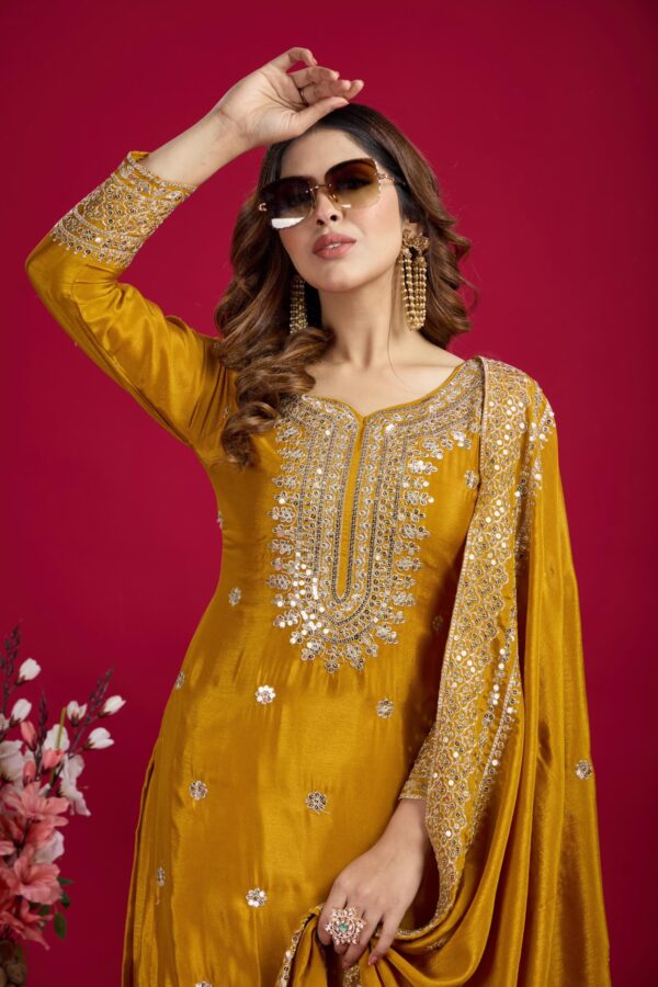 Ready made Fully stitched Heavy Embroidery Sequence Work Top, Plazo And Dupatta. - Image 2