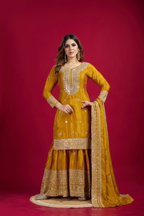 Ready made Fully stitched Heavy Embroidery Sequence Work Top, Plazo And Dupatta. - Image 6