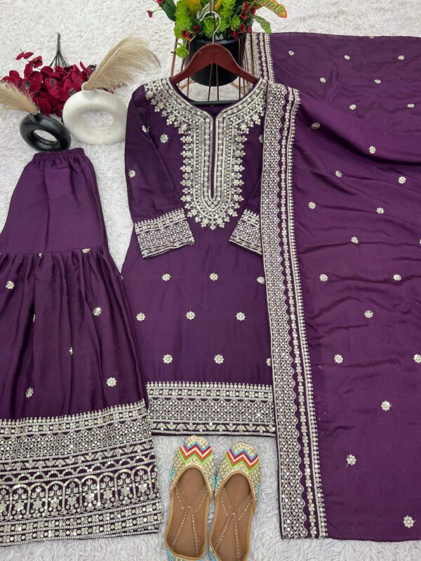 Ready made Fully stitched Heavy Embroidery Sequence Work Top, Plazo And Dupatta. - Image 12