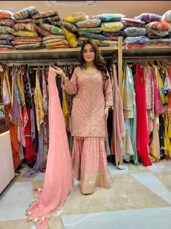 Designer Party Wear Look Ready made Top with Plazzo and Dupatta With Heavy Embroidery Work. - Image 8