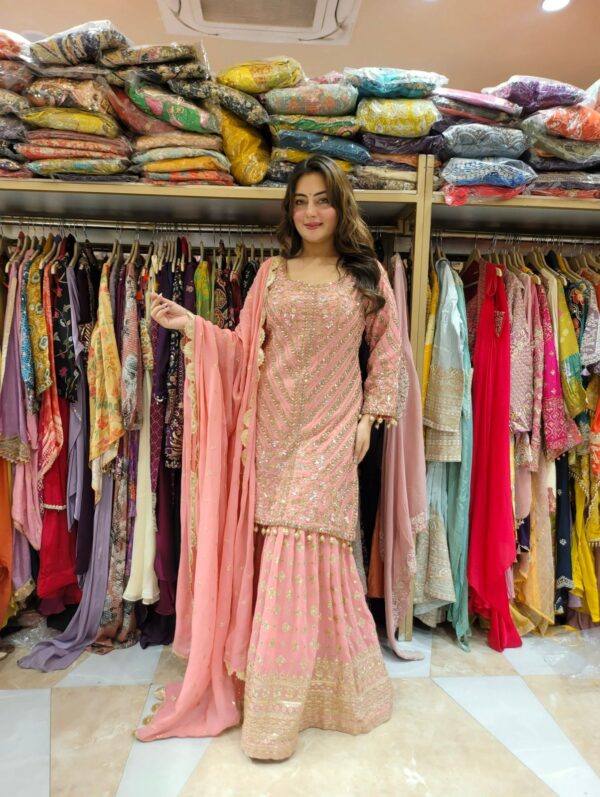 Designer Party Wear Look Ready made Top with Plazzo and Dupatta With Heavy Embroidery Work.