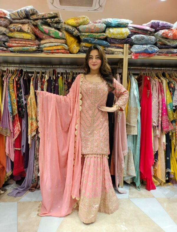 Designer Party Wear Look Ready made Top with Plazzo and Dupatta With Heavy Embroidery Work. - Image 6
