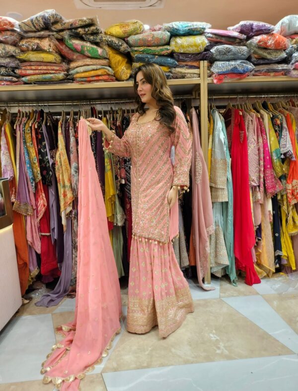 Designer Party Wear Look Ready made Top with Plazzo and Dupatta With Heavy Embroidery Work. - Image 7