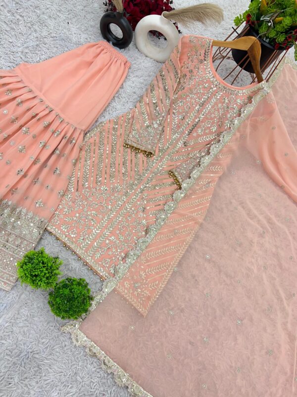 Designer Party Wear Look Ready made Top with Plazzo and Dupatta With Heavy Embroidery Work. - Image 4